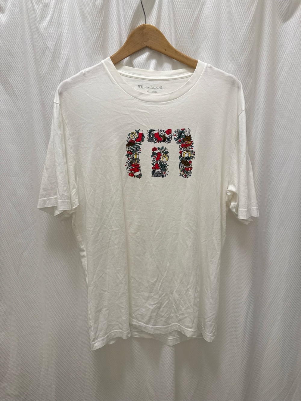 Travis Mathew White Short Sleeve Tee with Floral Logo Print